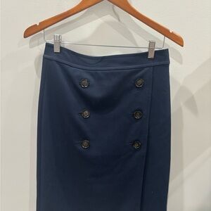 Banana Republic Dark Blue Double-Breasted Pencil Skirt
